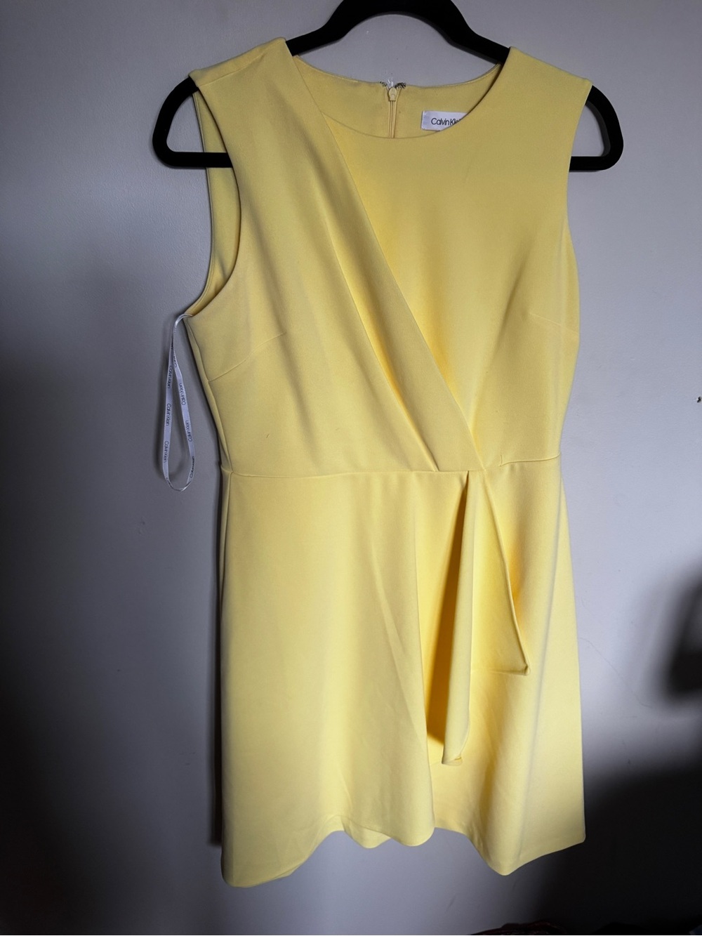 Calvin Klein Lemon Yellow Dress with Clean Neckline